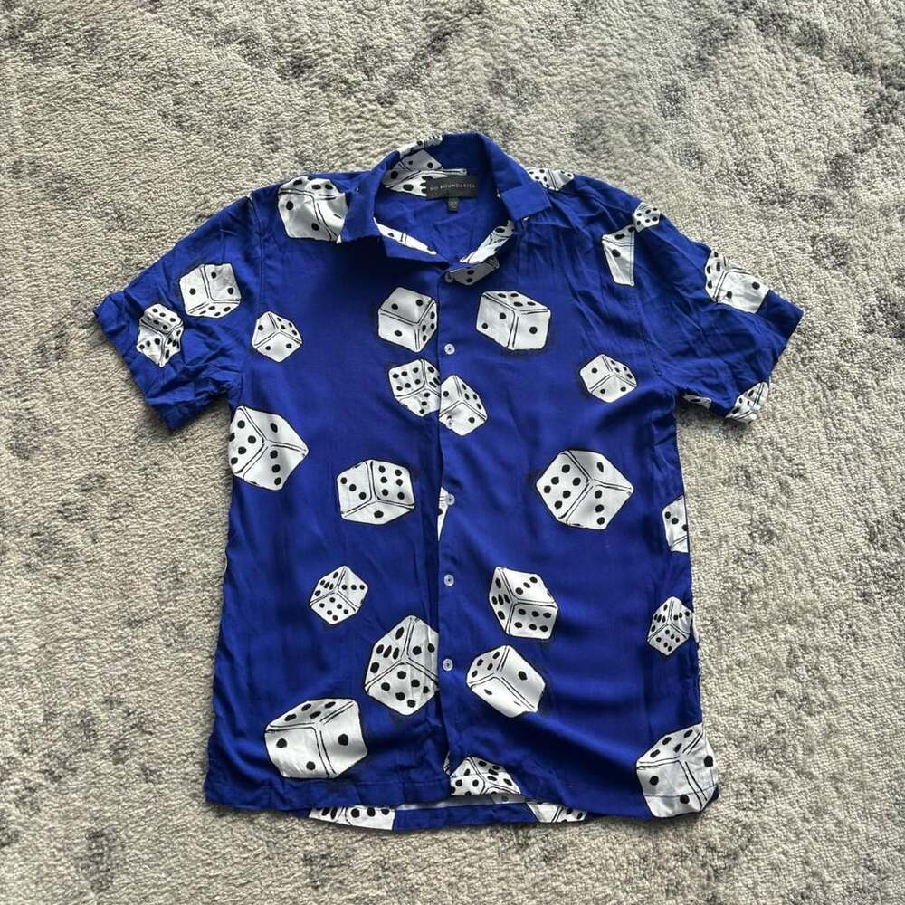 No Boundaries Dice Print Short Sleeve Button Down Shirt Size S